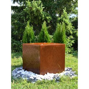 Fuente de agua compacta de acero corten, con acabado oxidado o pulverizado, para decoración de balcones o patios pequeños - Product Image 4