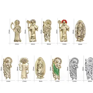 3D Virgin Mary Nail Art Charms San Judas Nails Gold Jewels for Acrylic Nails Alloy Jesus Christ Supplies Design Charms