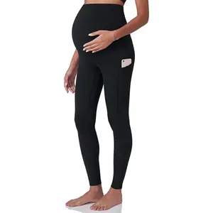Y20010 celana Yoga wanita, kualitas tinggi kompresi ibu hamil di atas perut kehamilan dengan saku