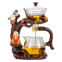Service à thé en verre résistant à la chaleur maison bouddha brasseur de thé automatique bureau magnétique couvercle semi-automatique bol tasses
