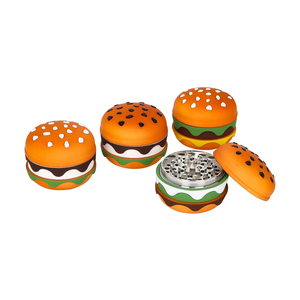 Moulin à herbes manuel portable en alliage de zinc, nouveau design en forme de hamburger, 4 pièces, vente en gros, directement de l'usine, pour fumer - Product Image 1
