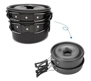 Survival Outdoor Camping Cookware Set ,10pcs Camping Cookware <strong>Mess</strong> <strong>Kit</strong>, Lightweight Pot Pan Kettle with 2 Cups - Product Image 3