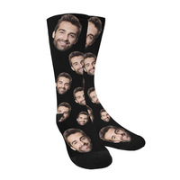 Mettez la photo de votre visage sur des chaussettes Chaussettes de sublimation pour hommes personnalisées Chaussettes d'impression 3d par sublimation de haute qualité pour hommes