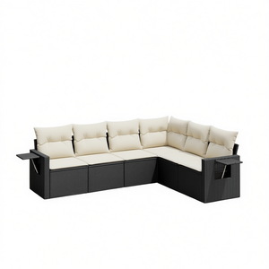 Conjunto de Sofás de Patio de Ratán Sintético Negro con Cojines, Sofás de Jardín para Exteriores, Diseño Contemporáneo, Muebles Impermeables - Product Image 1