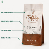 Sachet de café à fond plat à huit soudures imprimé sur mesure, 1 kg, emballage anti-humidité pour torréfacteurs et marques de café