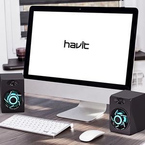 Havit SK706 HIFI stéréo <span class=keywords><strong>Mini</strong></span> Smart amplifié Home Music Gaming USB sans fil bureau ordinateur portable PC haut-parleurs avec lumière LED - Product Image 3