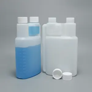 Neues Design 600ml 20oz Kraftstoff misch flasche Kunststoff-Zweikammer-Spender flasche mit Dosier kammer