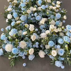 Guirlande de fleurs artificielles en forme de couronne, série de couleur bleu royal minimaliste EG-WR-BL02 2026, pour centres de table de mariage - Product Image 2