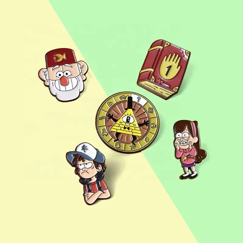 Popolare bambini Cartoon Gravity Falls distintivi personalizzati dipper Pines e mabel Pines Magic Book Roulette Anime smalto Pins