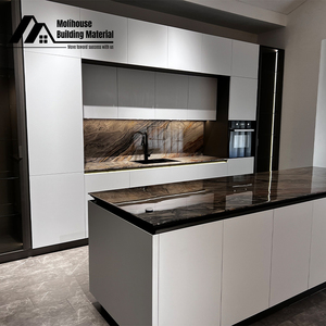 Custom Modern Luxury Kitchen <strong>Cabinets</strong> with Marble Countertop and Faucet <strong>White</strong> and Gray Options - Product Image 2