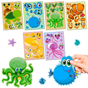 ملصقات ملونة الأكثر مبيعًا على شكل حيوانات كرتونية بانوراما ألغاز ملصقات تغيير الوجه ملصقات قوية للالتصاق - Product Image 5