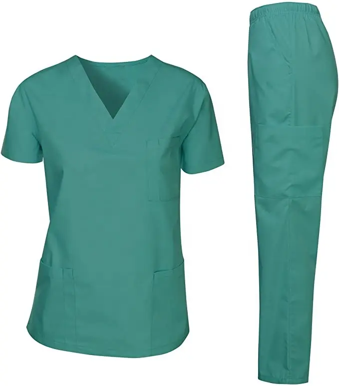 Custom Scrubs Uniforms Sets Anti Wrinkle Beauty Medical Uniform V Neck Tops Scrub Suit Nursing Scrubs for Women