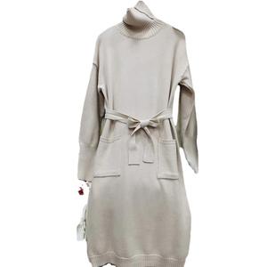 Vestiti donna autunno/inverno moda nuovo abito da donna con cappotto a mezza lunghezza <span class=keywords><strong>dolcevita</strong></span> lavorato a <span class=keywords><strong>maglia</strong></span> abito maglione - Product Image 3