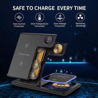 Chargeur sans fil magnétique portable CE FCC ROHS 15W 3 en 1 Type-C QC3.0 pour téléphone portable, écouteurs et montre connectée