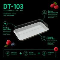 Boîte à dessert rectangulaire transparente en PET de qualité alimentaire, base antidérapante blanche, conteneur en plastique jetable pour gâteau Napoléon