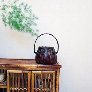 Handmade Bamboo Woven Flower Basket 24x15 Cm Natural Decorative Vase For Home Decoration - Product Image 2