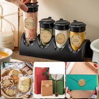 Étiquettes autocollantes en papier kraft découpées à la forme, emballées en rouleau, pour bouquets alimentaires et gâteaux