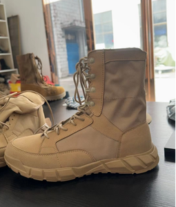 Botas de Combate TSB01 Definite de Verano, Ligeras, Color Marrón Oscuro, Cuero Vacuno, Botas de Combate Transpirables de Gamuza Negra, Botas Tácticas - Product Image 2