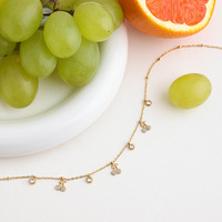 Colliers classiques en acier inoxydable plaqué or 18 carats pour femmes, avec pendentifs cerises en strass