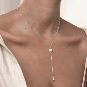 CANNER 2023 Nouveau Collier de Clavicule Ajustable en Argent Sterling S925 Simple avec Perle Taille Y pour Femme, Bijoux Plaqué Or 14K 18K - Product Image 5