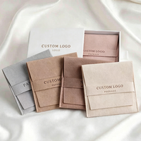 Pochette en microfibre personnalisée avec logo pour bijoux fins, boucles d'oreilles, colliers, sac cadeau avec insert/carte