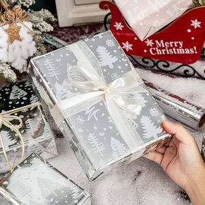 Christmas <b>Wrapping</b> <b>Paper</b> Roll 17in X 33ft Silver Tree Snowflake Reversible Design For Holiday Gift <b>Wrapping</b> - Product Image 6