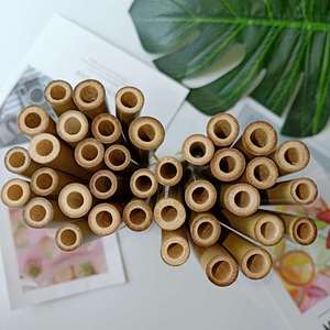 Lujia <b>Bamboo</b> <b>Straws</b> Biodegradable 12pcs Pack For Beverage And Milk Tea Home Catering Use - Product Image 3