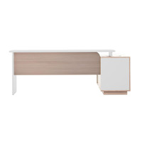 Bureau d'angle moderne en bois en forme de L pour le bureau à domicile avec rangement