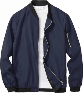 Veste universitaire à fermeture à glissière à col montant personnalisée de haute qualité pour hommes nouveau design solide tissé collé pour le printemps - Product Image 1