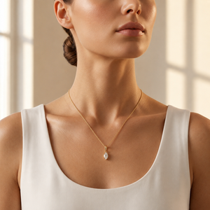Collar con Colgante de Diamante Cultivado en Laboratorio de Corte Marquesa de Calidad Premium, Joyería Fina para Mujer, Disponible a Precio de Mayoreo - Product Image 6