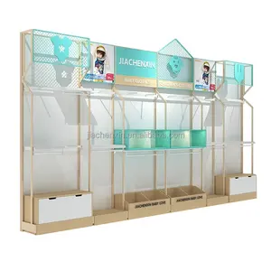 New design wood shelf and metal shelves for mother and baby store maternal and infant shop