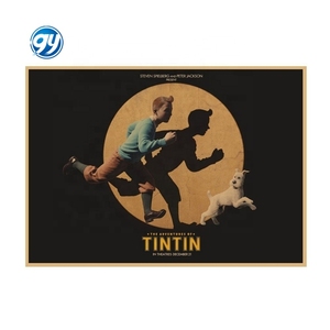 Póster de Anime de la <span class=keywords><strong>Película</strong></span> Animada Las Aventuras de <span class=keywords><strong>Tintín</strong></span>, Decoración Vintage de Papel Kraft para Restaurante, Bar, Cafetería, Pintura Decorativa de Pared - Product Image 1