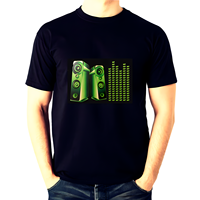 Égaliseur activé par le son Light up EL Panel T-shirt Thème Event Party Custom LOGO Pattern Music Voice Activated Light T-shirt