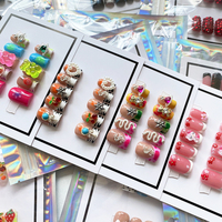 Faux presse sur ongles gothique Y2K presse manuelle sur les ongles réutilisable détachable acrylique fait à la main ongles artificiels avec outil de colle