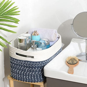 Paniers de rangement décoratifs en tissu de couleur mélangée blanc marine Panier tissé en corde enroulée - Product Image 5