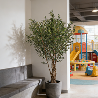 Arbre d'olivier artificiel de 270 cm, rond, pour intérieur, maison, hôtel, restaurant, plastique, Noël, mariage, faux olivier avec troncs naturels