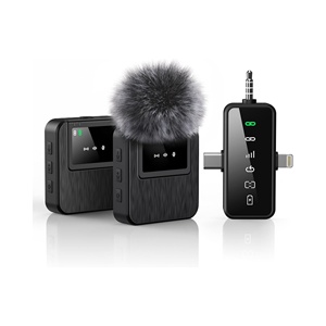Microphone portable 3-en-1 double micro à réduction de bruit, mini micro-cravate collier de cygne avec batterie intégrée, omnidirectionnel 2.4G Type C - Product Image 1
