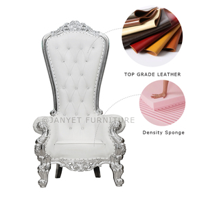 Sillas de trono de princesa de cuero blanco y plata, espalda alta, para eventos de boda, venta al por mayor - Product Image 3