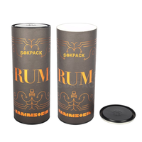 Caja de Cartón Cilíndrica de Lujo Personalizada para Vino, con Estampado en Caliente Dorado, Tubo de Regalo Redondo para Botellas de Ron, Whisky y Licores
