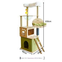 Arbre à chat en bois de luxe, écologique, avec logo personnalisé, design maison de dessin animé, griffoir capsule et étagère spatiale, à prix compétitif