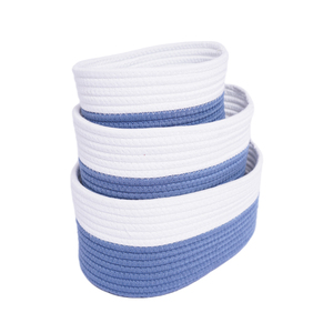 SPYRO Panier de rangement tressé en corde de coton bleu et blanc, 3 pièces, haute qualité, nouveauté, vente chaude - Product Image 4