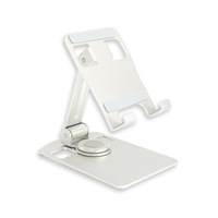 Support de téléphone portable universel de bureau avec logo laser gratuit, pliable, rotatif à 360°, en alliage d'aluminium métallique, pour tablette PC de 4 à 7 pouces