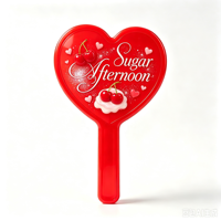 Miroir de poche personnalisé en gros avec motif cœur rouge, miroir cosmétique portable, support OEM pour motifs et logos, cadeau de beauté pour femmes