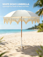 Parasol moderne bohème tropical en macramé avec franges, imperméable, en acier inoxydable, grand format, pour terrasse et parc