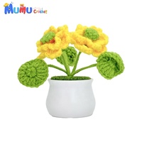 Pot de fleurs en crochet de coton fait main, motif lotus, amigurumi tricoté, décoration de bureau mignonne, cadeau de remise de diplôme ou de Saint-Valentin, personnalisable, vente en gros