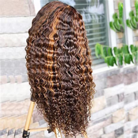 Peluca de Cabello Humano con Frente de Encaje sin Pegamento, Densidad 180, con Reflejos, Ondas al Agua, 13x4, Pre-Depilada, HD, Peluca Frontal Completa de Encaje