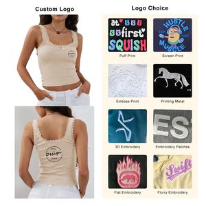 Tops de punto sin mangas personalizados chaleco deportivo Sexy básico 100% algodón verano Casual Vintage moda camiseta sin mangas para mujer - Product Image 3