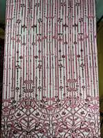 Tissu en dentelle lourdement perlé, fuchsia, argenté, avec strass et paillettes, à rayures verticales et motif en arche, style africain Dubaï pour robe Aso Ebi