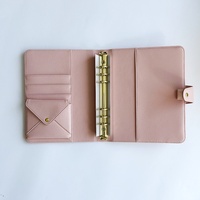 Carnet de notes A5 avec logo personnalisé business rose agenda journal à 6 anneaux reliure logo personnalisé simili cuir poche