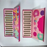 Boîte en papier pliable attrayante et colorée à motif de dessin animé pour ensemble de gloss à lèvres vide, idéale pour coffret cadeau de maquillage des lèvres et vente au détail